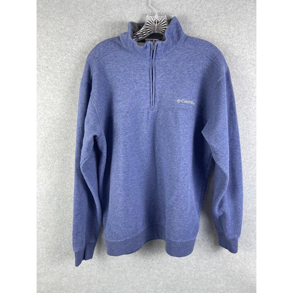 Columbia 1/4 Zip Fleece Sweatshirt Men's Size L Blue Pullover High Neck Outdoors